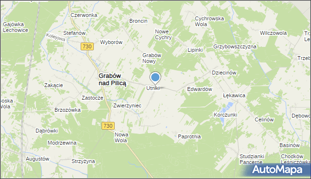 mapa Grabowska Wola, Grabowska Wola gmina Grabów nad Pilicą na mapie Targeo